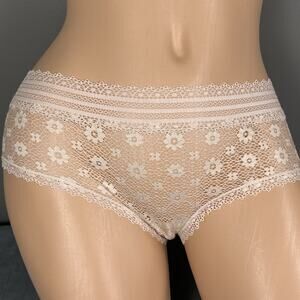 Victoria's Secret Hiphugger Panty Sheer See Through Lace Size Medium New Beige